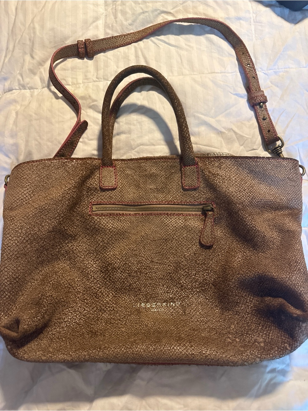 Liebeskind Berlin python embossed metallic leather tote/crossbody